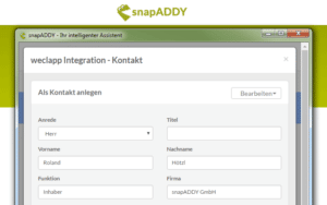 weclapp Integration Kontakt SnapAddy